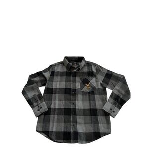 Yellowstone Dutton Ranch Flannel Shirt Gray Black Plaid Y Logo Unisex Size S NWT
